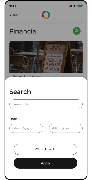 Financial screen