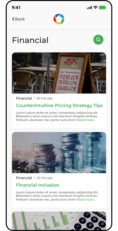 Financial screen