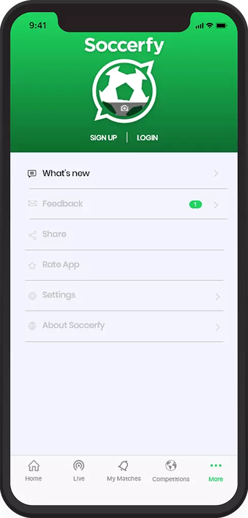 Soccerfy app screen