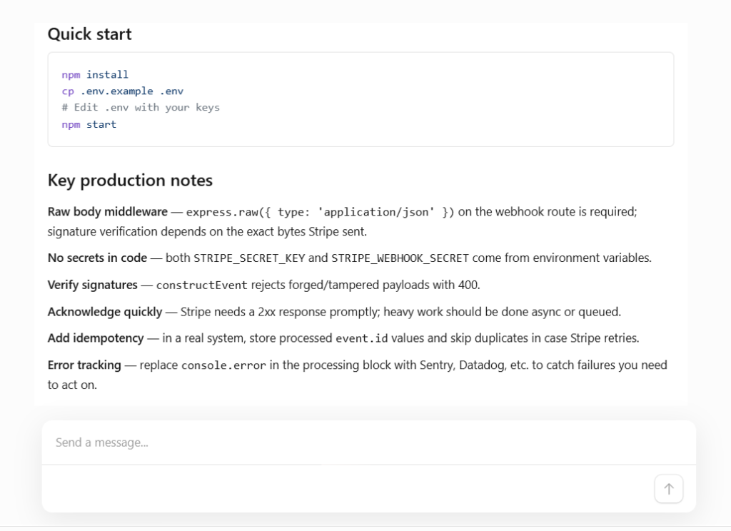 TechnBrains test: GLM returns 200 OK before processing, a Stripe webhook hallucination risk