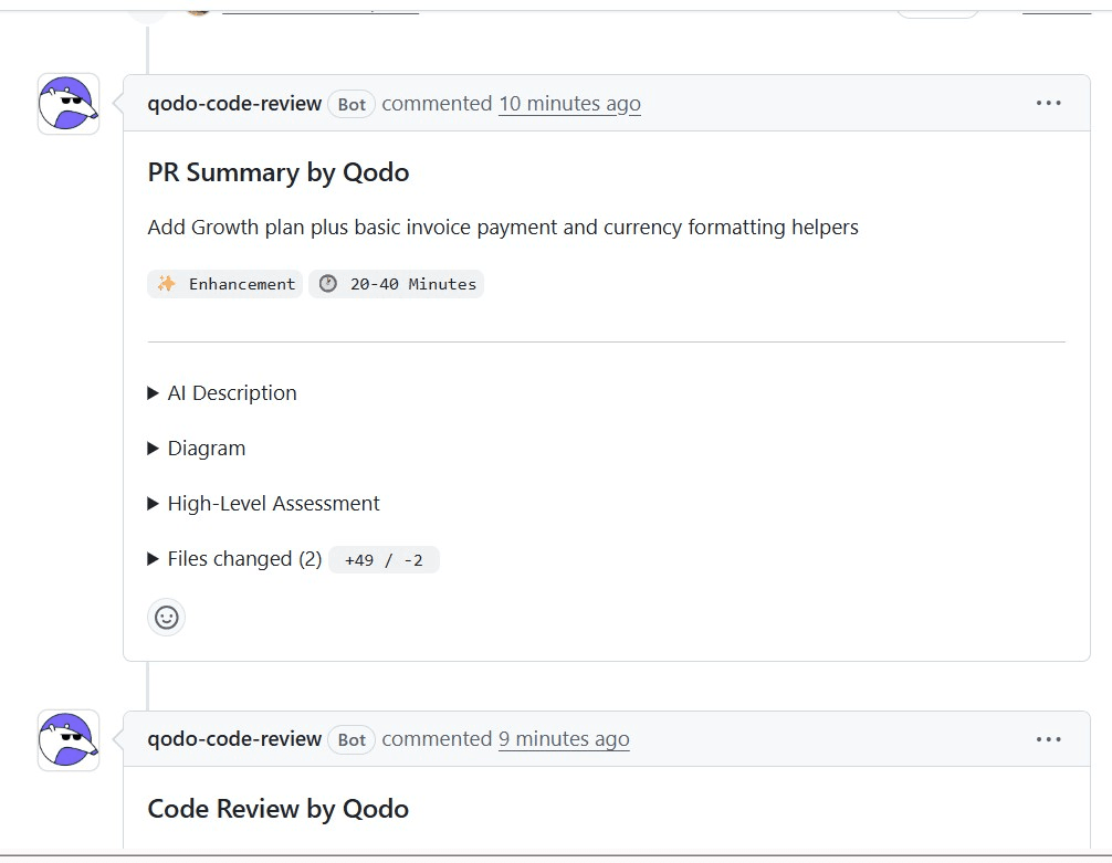 Qodo Merge review summary showing four production issues found in the benchmark pull request
