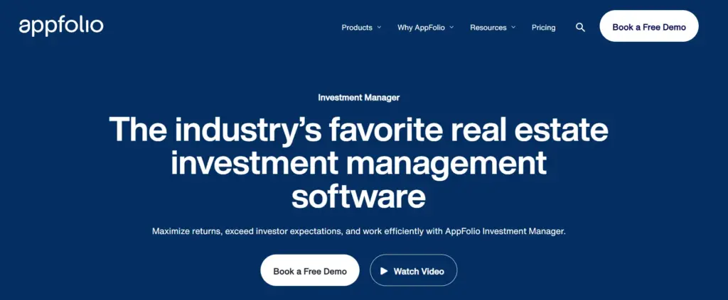 AppFolio Property Manager website header for leasing, maintenance, and portfolio management