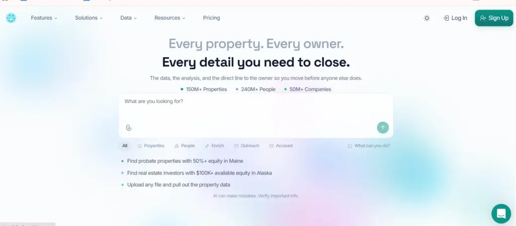 DealMachine website header for driving-for-dollars and off-market property lead generation